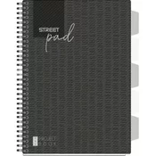 ZVEZEK ŠPIRALA STREET PAD BLACK A4 5MM KARO 100L PR 67130