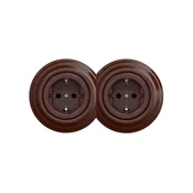 Reblig - Dupla retro kucna uticnica sa okvirom SCHUKO 230V braon
