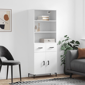 Vidaxl Visoka omara bela 69,5x34x180 cm inženirski les