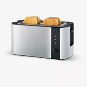 Severin AT2590 toaster z dolgima režama (4 rezine), 1400 W, inox/črn