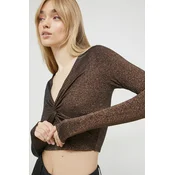 Majica z dolgimi rokavi Abercrombie & Fitch ženska, zlata barva