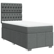 Vidaxl Box spring postelja z vzmetnico temno siva 100x200 cm blago