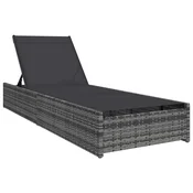 Vidaxl Ležalnik Siva 200,5 x 70 x 75 cm poli ratan