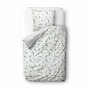 Bijela posteljina za krevet za jednu osobu od pamucnog satena 140x200 cm Delicate Green – Butter Kings