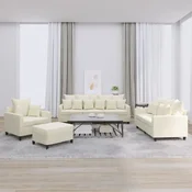 4-dijelni set sofa s jastucima krem baršunasti