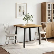 vidaXL 70 x 70 x 75 cm Masiven les akacije Bela in črna Kvadrat
