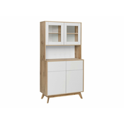 Regal Denton 890 (Bela + Hrast) S predali, Z vrati, MDF plošča, 165x85x39cm, Bela, Hrast