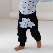 Temno modre otroške baggy hlače za fanta z žepom traktorji