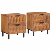 vidaXL Nočna omarica 2 pcs Rjava 40 x 33,5 x 46 cm Masiven les manga