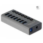 Delock Zunanje vozlišče USB SuperSpeed s 7 priključki   stikalo
