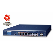 PLANET GS-5220-24UPL4XVR mrežni prekidac Upravljano L3 Gigabit Ethernet (10/100/1000) Podrška za napajanje putem Etherneta (PoE) 1.25U Plavo
