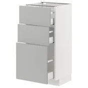 METOD / MAXIMERA Podni element s 3 fioke, bela/Havstorp svetlosiva, 40x37 cm