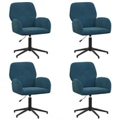 vidaXL vidaXL Vrteči pisarniški stoli 4 kos 54 x 55 x 90 cm Modra Žamet, (5000302357)