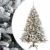 Vidaxl Umetna božična jelka z bučko 180 cm 300 LED Toplo bela