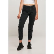 Womens Organic Stretch Denim Cargo Pants Black Washed