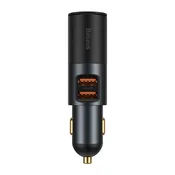 Baseus Share Together brzi punjac za automobil, 60W, 2x USB Type-A + izlaz za upaljac, sivi CCBT-D0G