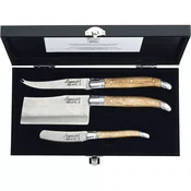 LAGUIOLE Luxury Line Set nožev za sir, ročaj iz hrastovega lesa, set 3 kos, dolžina: 100 mm