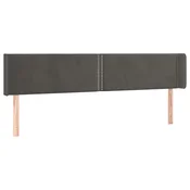 Vidaxl Vzglavje z ušesi temno sivo 183x16x78/88 cm žamet
