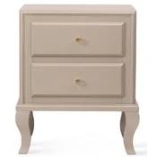 Casa Padrino luxury Art Deco bedside table beige 55 x 40 x H. 65 cm - Solid wood side table with 2 drawers - Luxury bedroom furniture - Luxury Art Deco Furniture