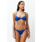 Trendyol Saks V Cut Textured Brazilian Bikini Bottom
