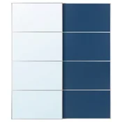 AULI/MEHAMN Par drsnih vrat, aluminij ogledalo/dvostransko modra, 200x236 cm