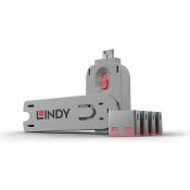 LINDY USB sigurnosni zapušač + ključ crvena (ključ + 4kom muški)