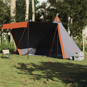 vidaXL Družinski šotor tipi za 6 oseb siv in oranžen vodoodporen