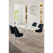 Hanah Home Set Trpezarijski sto i 4 stolice, Teget-beli