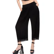 Ženske hlače 3/4 KILLSTAR - MIDNIGHT VALE - PLEATED TROUSERS - Black - KSRA014871