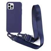 Silikonski ovitek Bigcousin s trakom za iPhone 11 Pro Max – temno modra