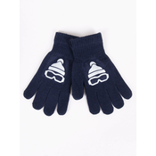 Yoclub Kidss Boys Five-Finger Gloves With Reflector RED-0237C-AA50-006 Navy Blue