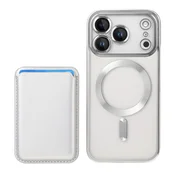 INF Srebrn magnetni etui, združljiv z iPhone 17 Pro Max - galvaniziran PC z držalom za kartice, (5000275532)