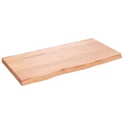 Vidaxl Stenska polica svetlo rjava 80x40x(2-4) cm trdna hrastovina