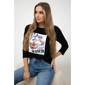 Blouse with 3D Watch graphics black