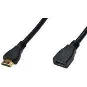 DIGITUS Digitus HDMI podaljšek HDMI-A vtič, HDMI-A vtičnica 3 m črna AK-330201-030-S 4K UHD, okrogel, pozlačeni konektorji, trojno oklopljen HDMI kabel, (20428605)