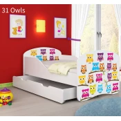 Djecji krevet ACMA s motivom + ladica 140x70 cm 31-owls