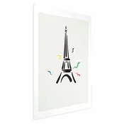 shumee Plakat - Črna ilustracija Eifflovega stolpa na svetlem ozadju