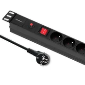 Qoltec PDU podaljšek z zaščito pred preobremenitvijo za 19 RACK | 1U | 16A | 6xFRENCH | 2m