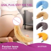 Analni butt plug sa lisicjim repom CRNA