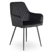 BE BRESSO Oblazinjen jedilni stol Črn žamet Modern Loft