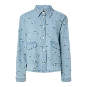 PIECES Bluza PCFlora modra/travnato zelena/bela