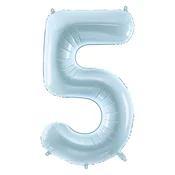 PartyDeco balon folija številka 5, 72cm, svetlo modra