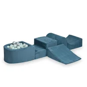shumee Penasto igrišče s hribom, Corduroy Blue, 100 žogic: biserna, srebrna, svetlo mint barva