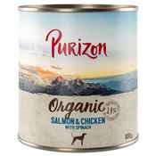 10 + 2 gratis! Purizon mokra pasja hrana 12 x 400 g/ 800 g - Losos in piščanec s špinačo (12 x 800 g)