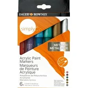Daler Rowney Simply Sada akrylových fixiek Metallic 6 kos