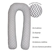 NEWFORM Jastuk za trudnice i dojenje FAMILY Zig Zag, 300cm, Belo-sivi