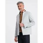 Ombre Mens melange rayon jacket with stand-up collar - grey melange