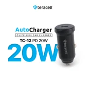 Auto punjac Teracell Evolution TC-12 PD 20W crni sa PD Lightning kablom crni