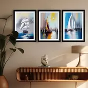 Wallity Dekorativne uramljene slike, 38x53cm, 3 komada, Šarene