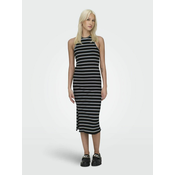 Black Womens Striped Midi Dress ONLY Belfast - Ladies